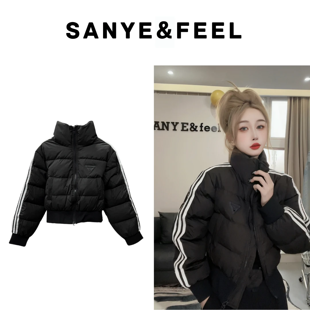 【妍三也】-PH001秋冬新款加厚保暖短款杠条羽绒服YX