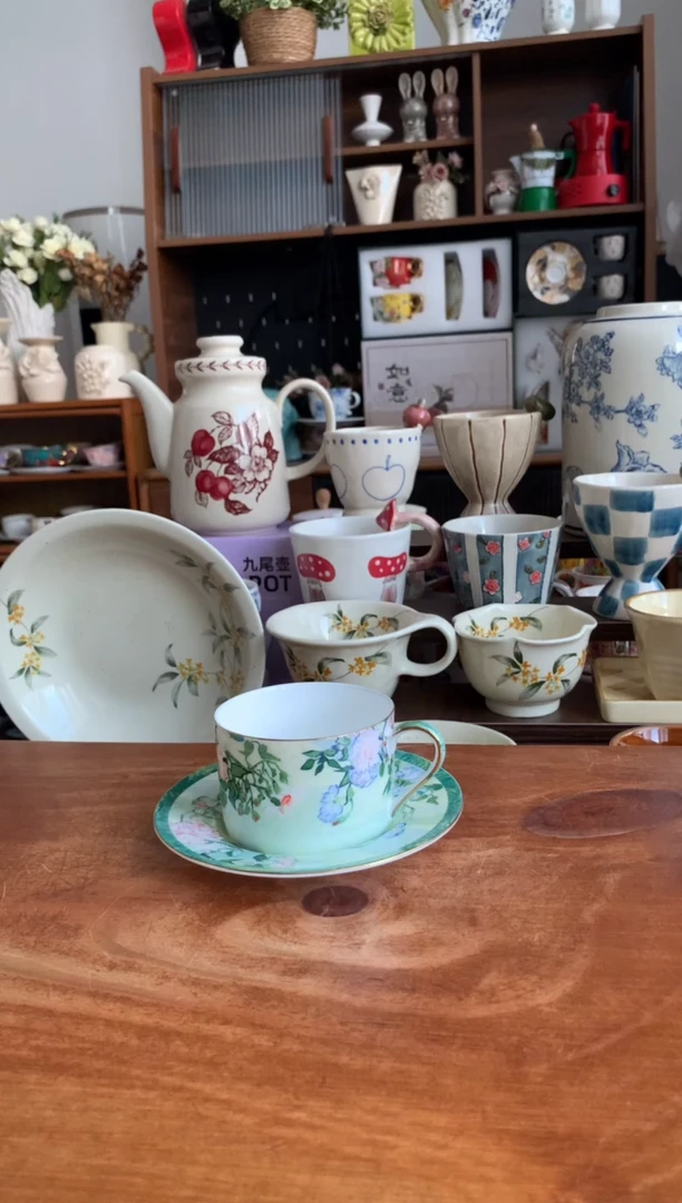 瓷白玫瑰高骨瓷杯碟   【送勺】