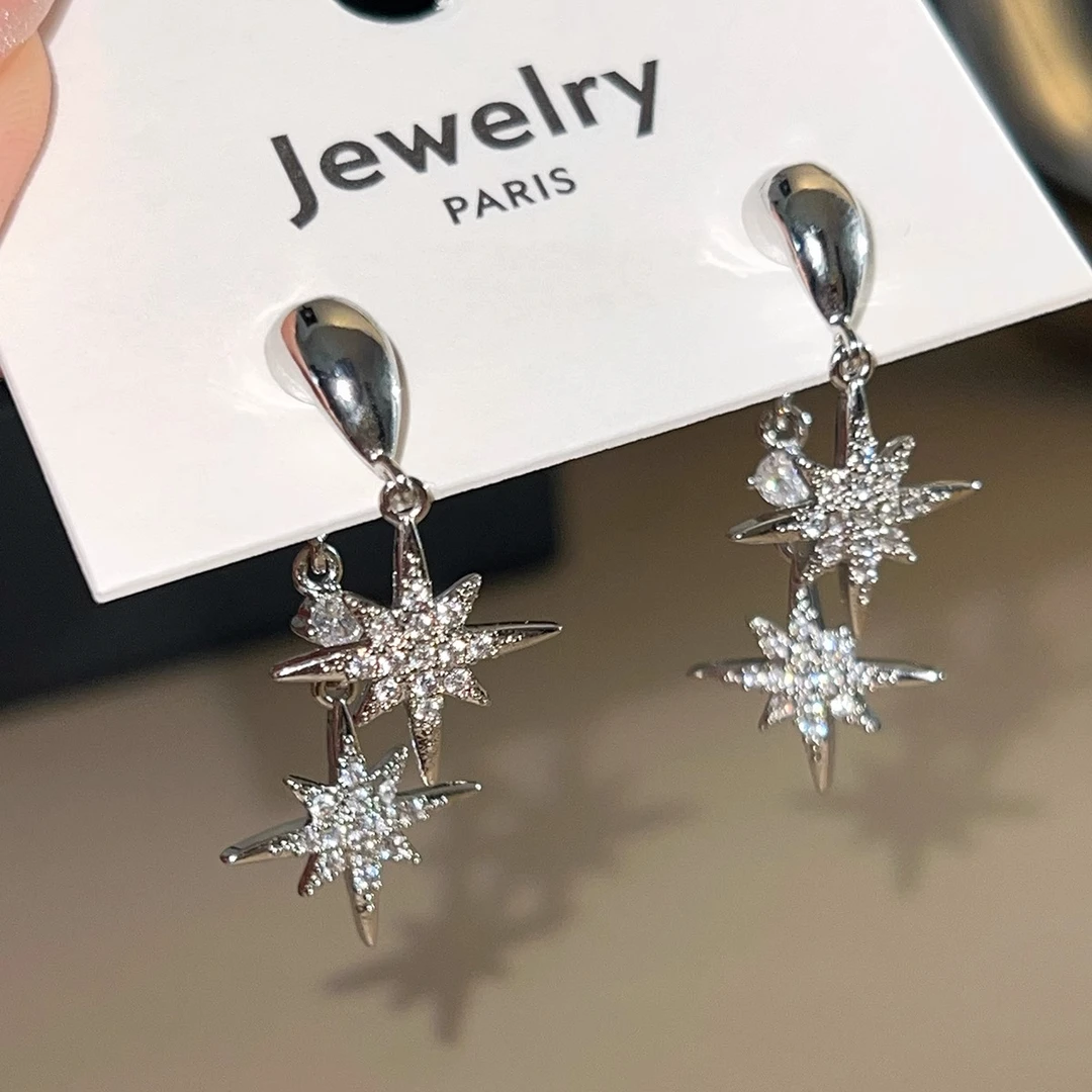 合金耳饰 八芒星耳环气质耳坠小众设计感耳饰2025新款高级感耳钉