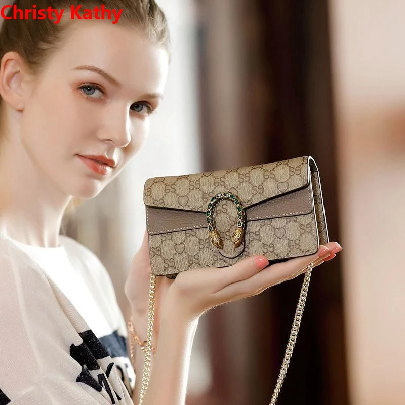 ChristyKathy酒神链条包包女真女款女士皮单肩斜挎包迷你斜挎小包