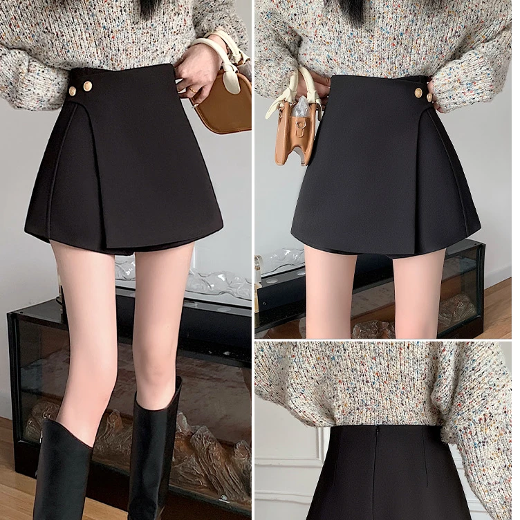 短裤裙女新款春秋夏不规则A字热裤高腰西装阔腿裤休闲女款短裤子