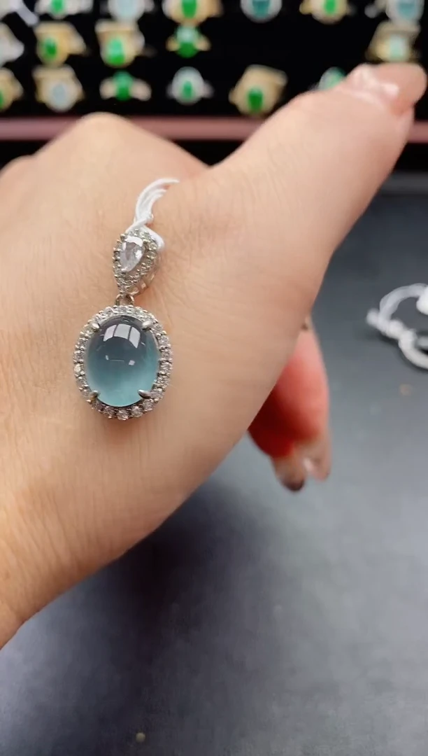 吊坠(不含链)银S925镶嵌翡翠1