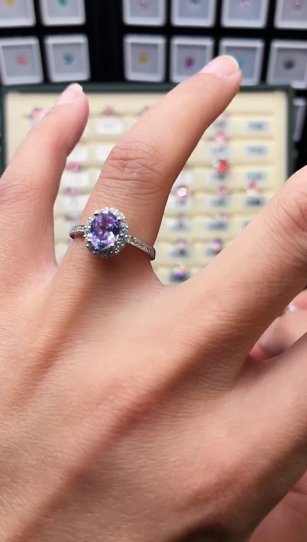 银S925镶嵌锂辉石戒指0005