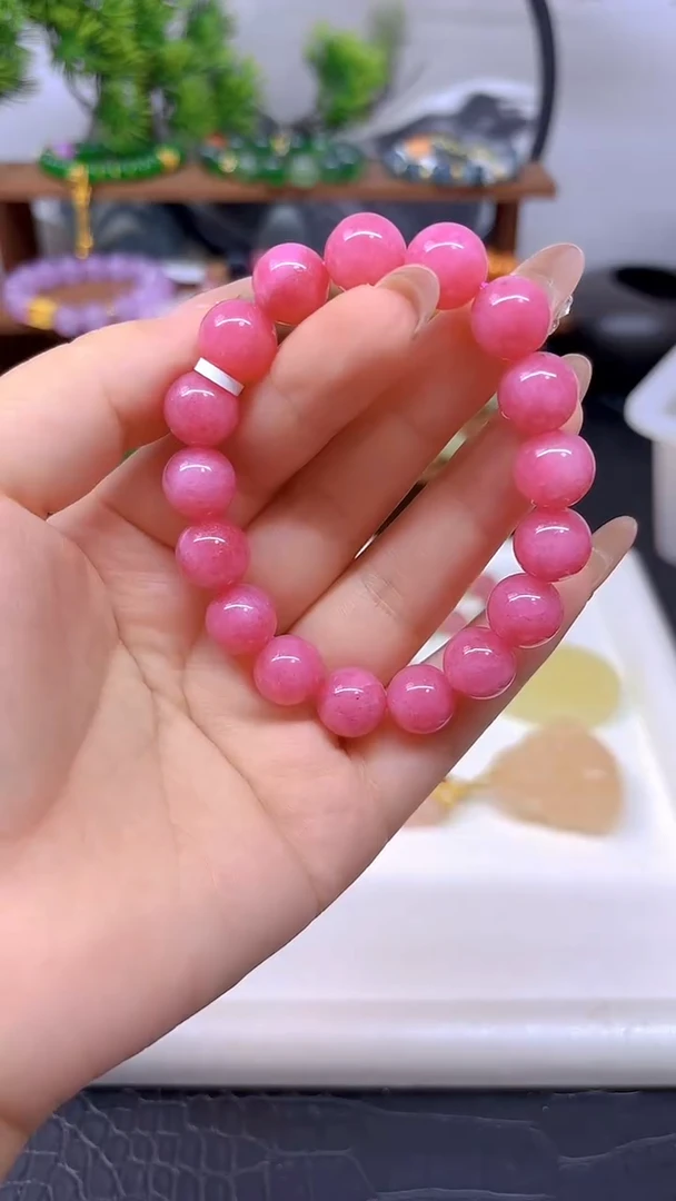 菱锰矿（红纹石）未镶嵌手串S826