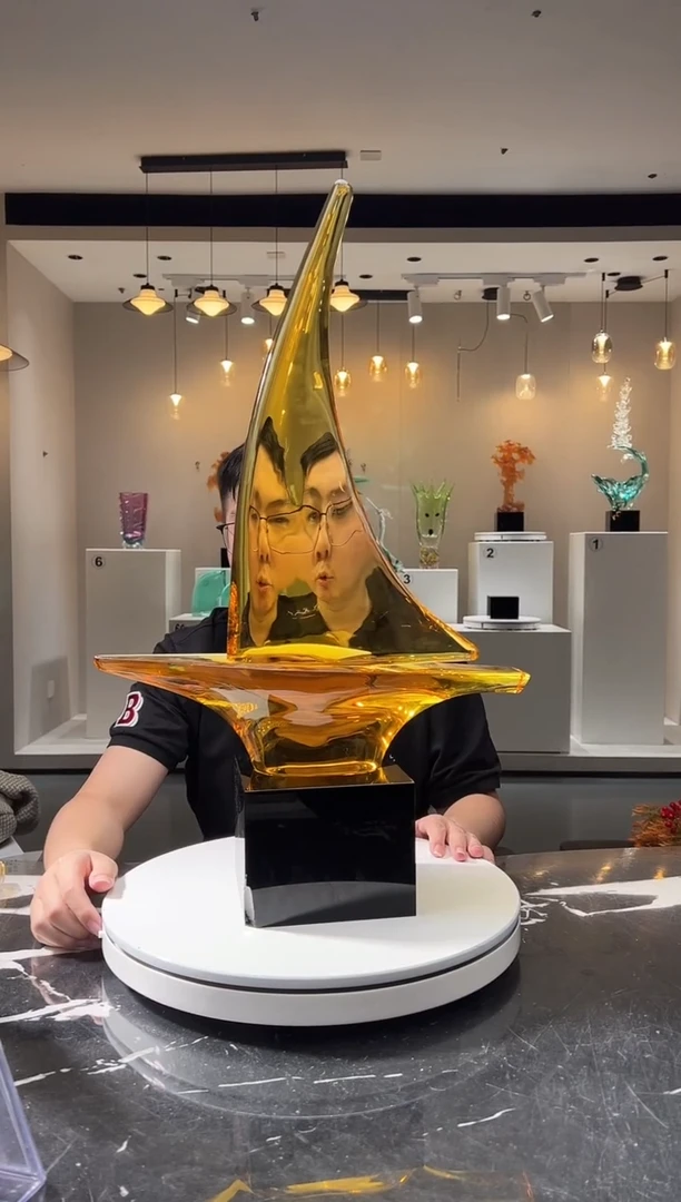 摆件巴比特美学-金色一帆风顺+底座