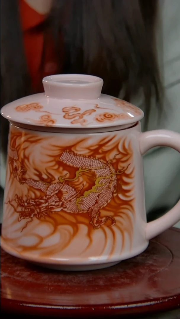 摆件陶稀土龙马精神办公杯