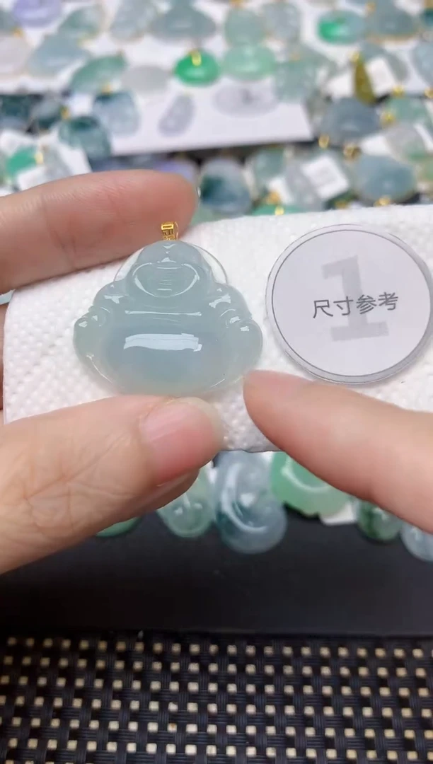 颈饰18K金镶嵌翡翠天然缅甸A货翡翠