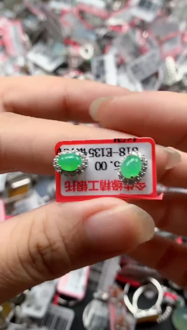 银S925镶嵌戒指翡翠天然A货缅甸翡翠