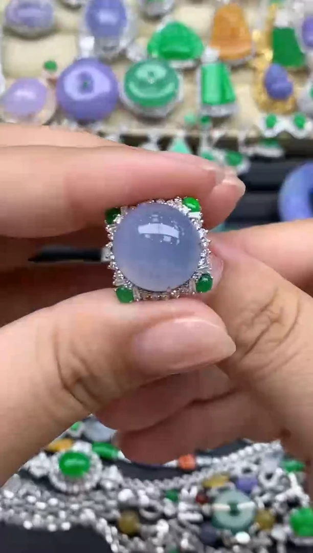 翡翠戒指18K金镶嵌630-春日珠宝