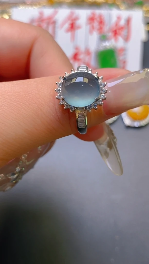 【闪购商品】翡翠耳饰银S925镶嵌天然A货翡翠1