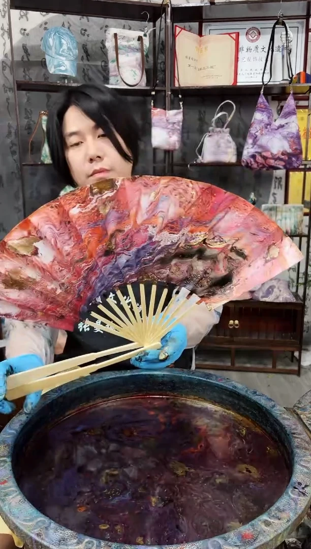 269非遗大漆漂漆折扇