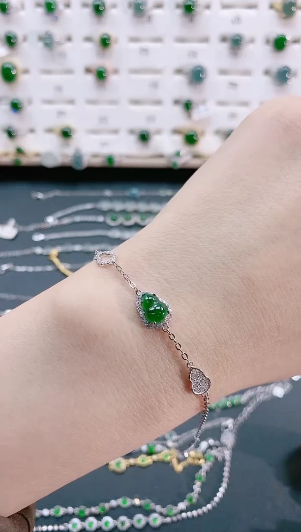 【闪购商品】翡翠手链银S925镶嵌天然翡翠