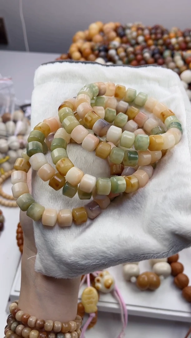 手串菩提根/象牙果t32玉化金轮10*11mm手串随机