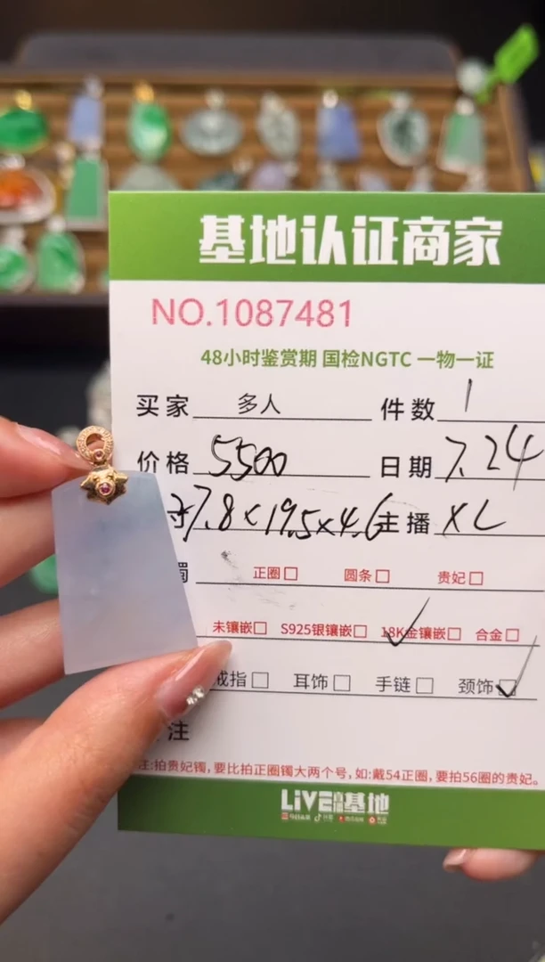 翡翠18K金镶嵌颈饰多人