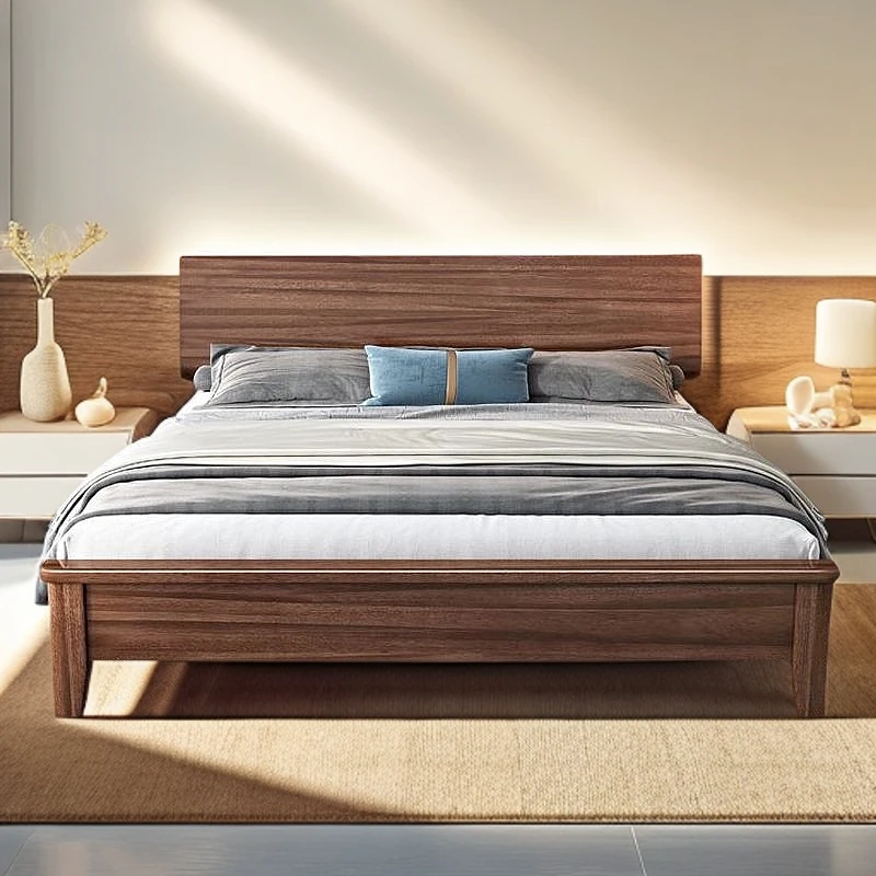 2025年新款金丝胡桃木实木床中式双人床现代简约主卧高箱储物婚床