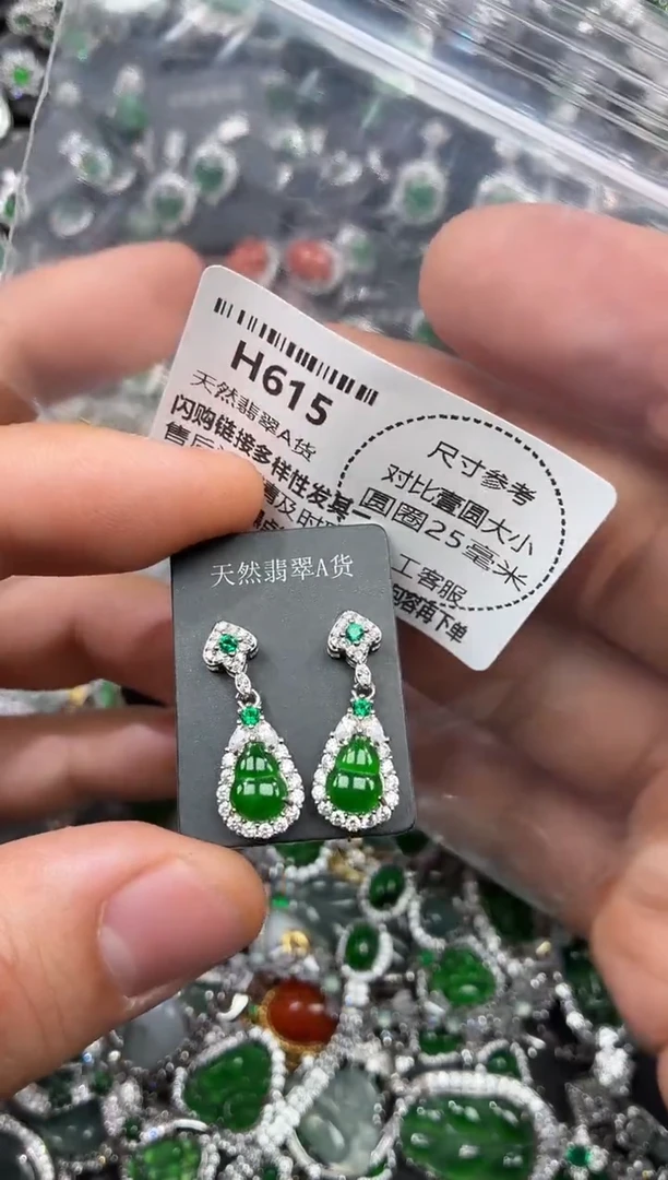 颈饰未镶嵌翡翠H615耳钉