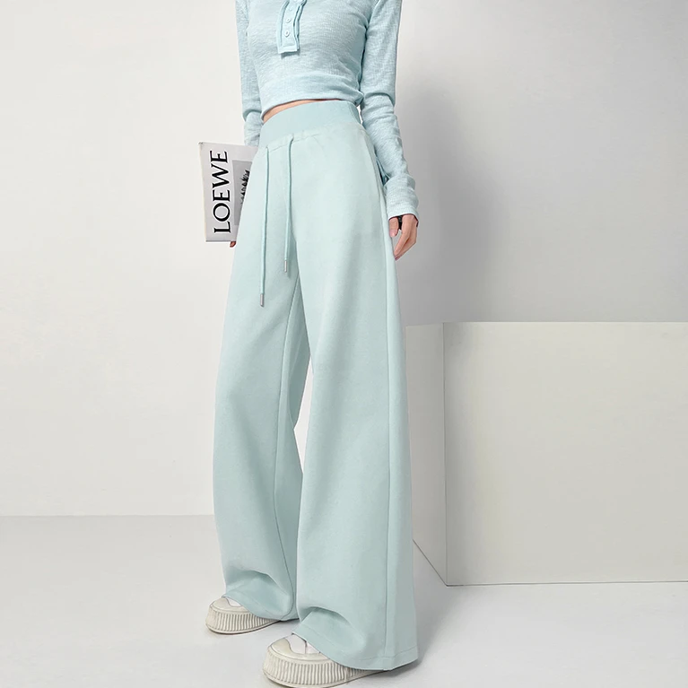 蚂蚁腰直筒阔腿裤春季新款高腰显瘦百搭垂感宽松直筒拖地休闲裤