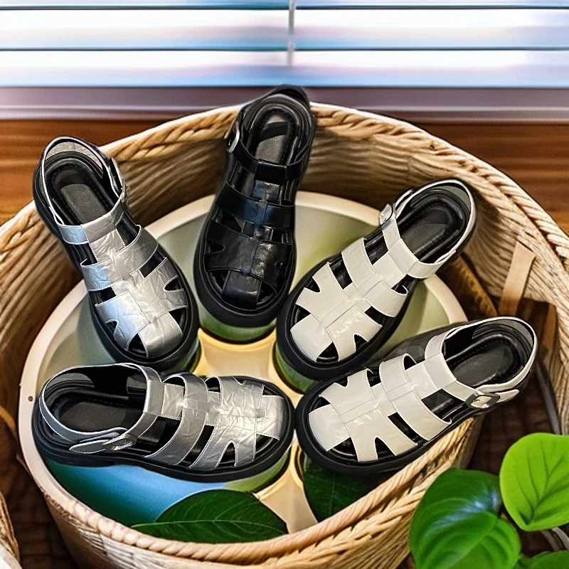 厚底爆款新款女士包头夏季外穿流行鞋子轻奢鞋子女款凉鞋女鞋镂空