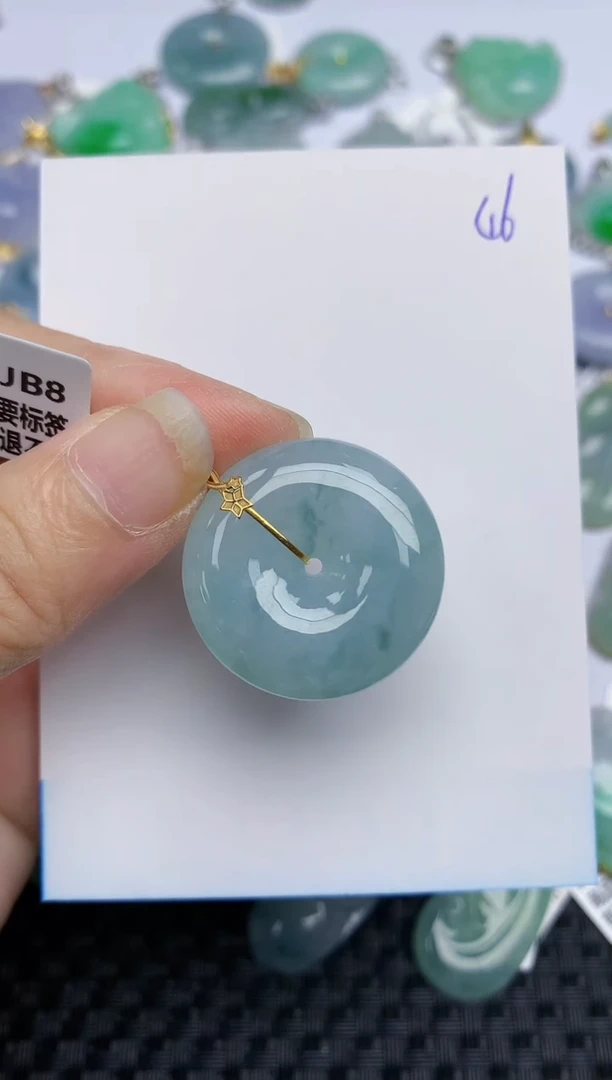 翡翠18K金镶嵌颈饰天然A货翡翠 46