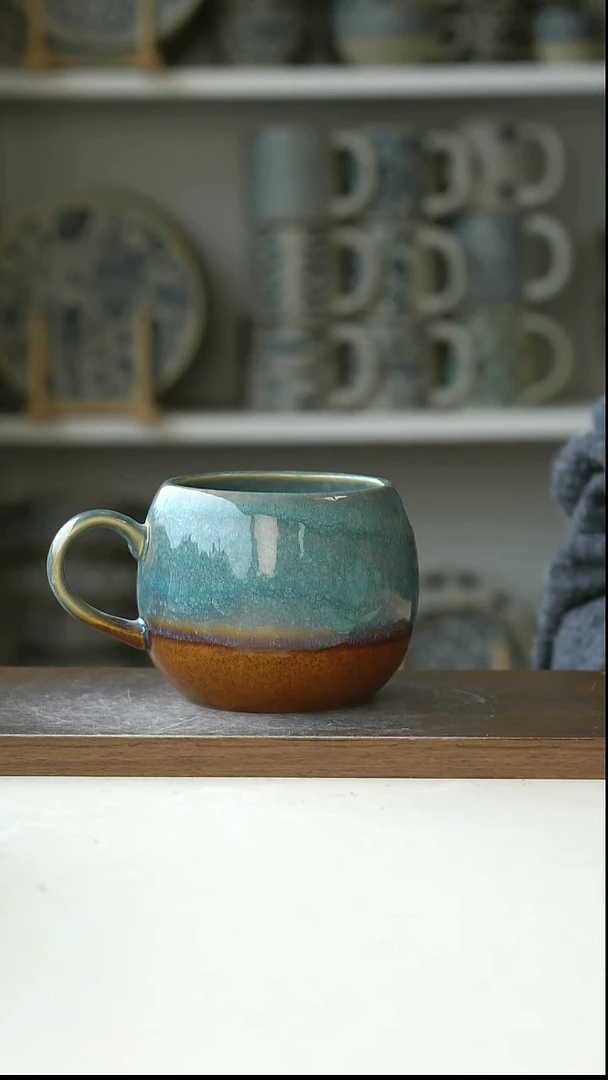 陶窑变深海琥珀大肚马克杯480ml@4-2@微瑕