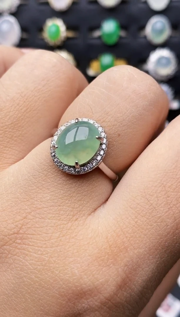 银S925镶嵌戒指翡翠0223