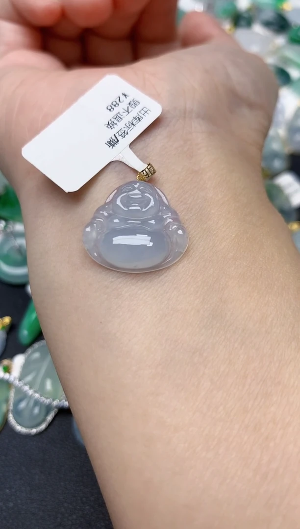 颈饰18K金镶嵌翡翠天然缅甸A货翡翠