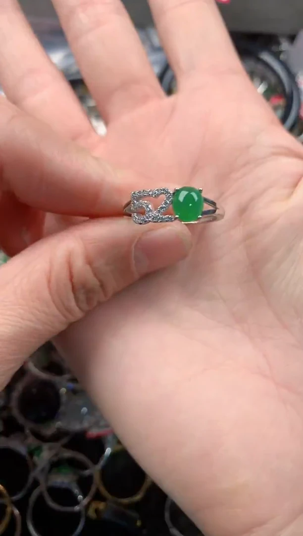 银S925镶嵌戒指翡翠555     7