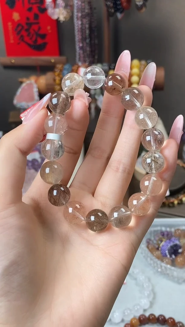 水晶手链未镶嵌12mm彩发晶