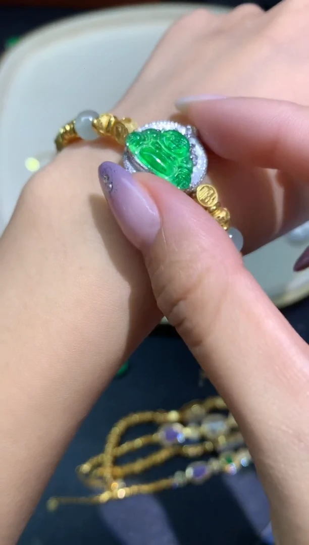 18K金镶嵌手链翡翠E440|9800