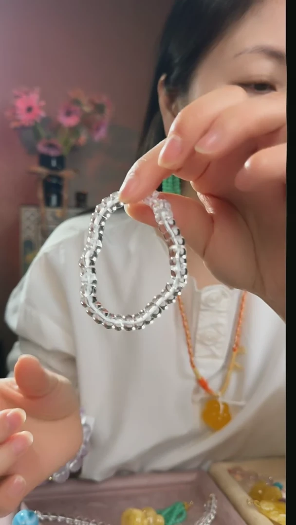 【闪购商品】水晶手串未镶嵌天然大肠白水晶手串