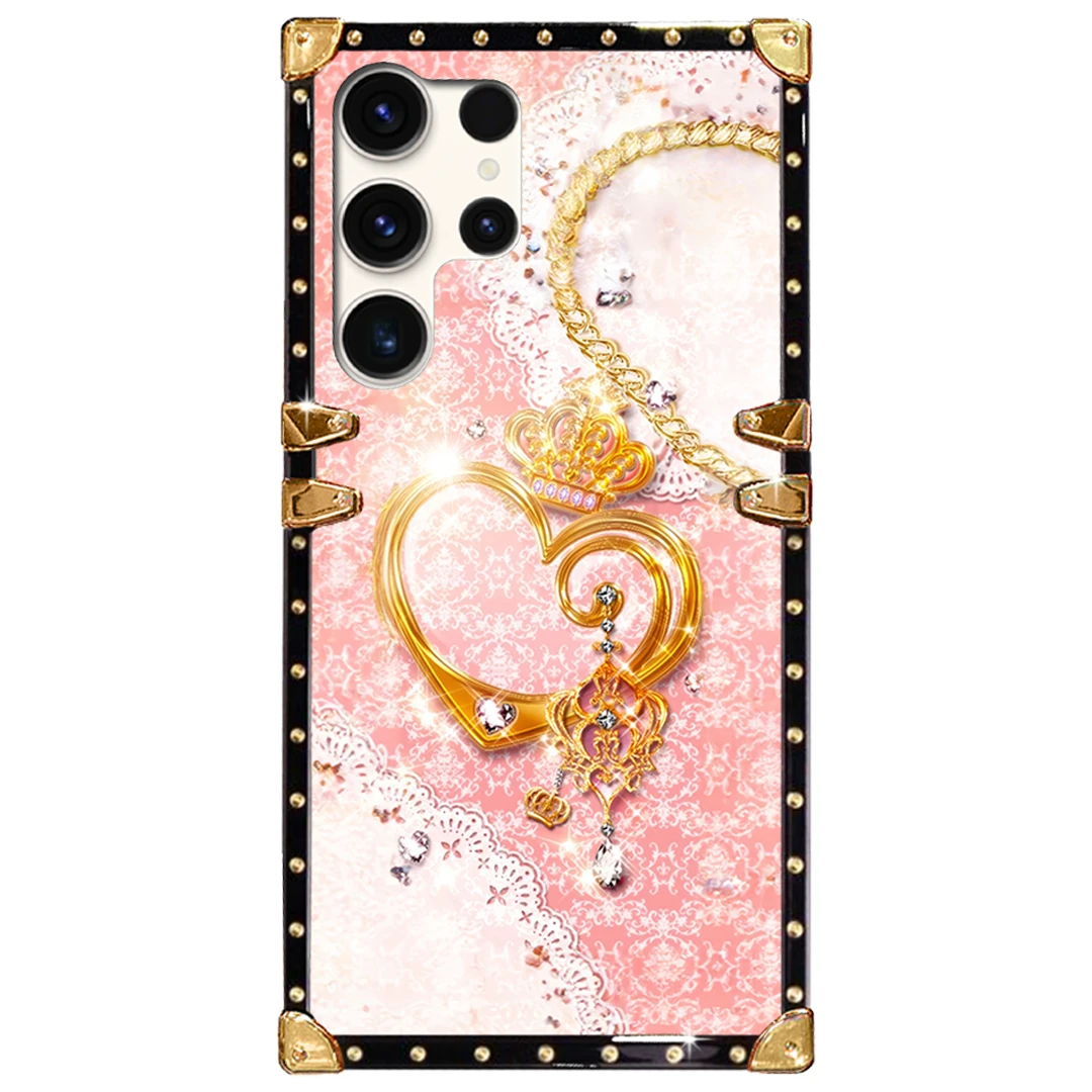 适用iPhone16proamx手机壳15金色爱心14创意13奢华12女款11镜面7