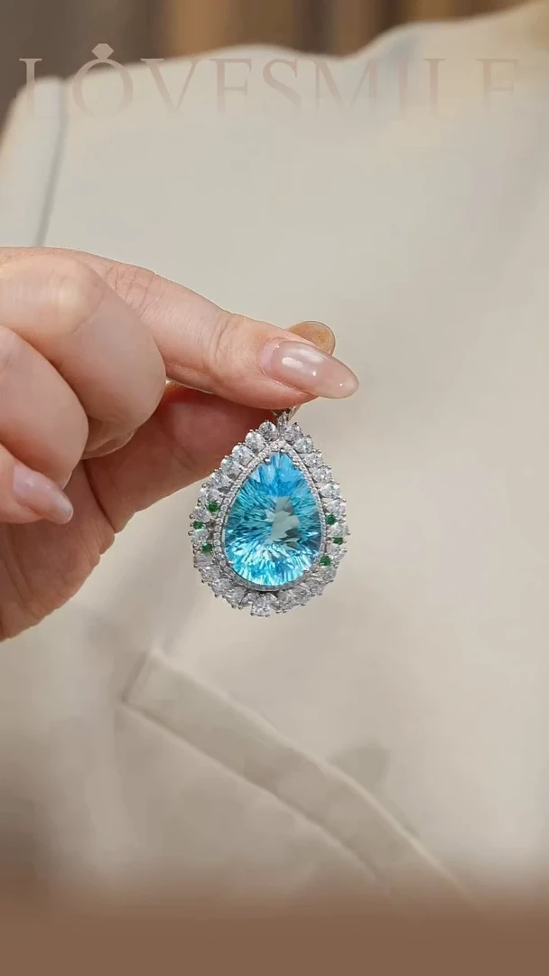 吊坠(不含链)托帕石银S925镶嵌011吊坠