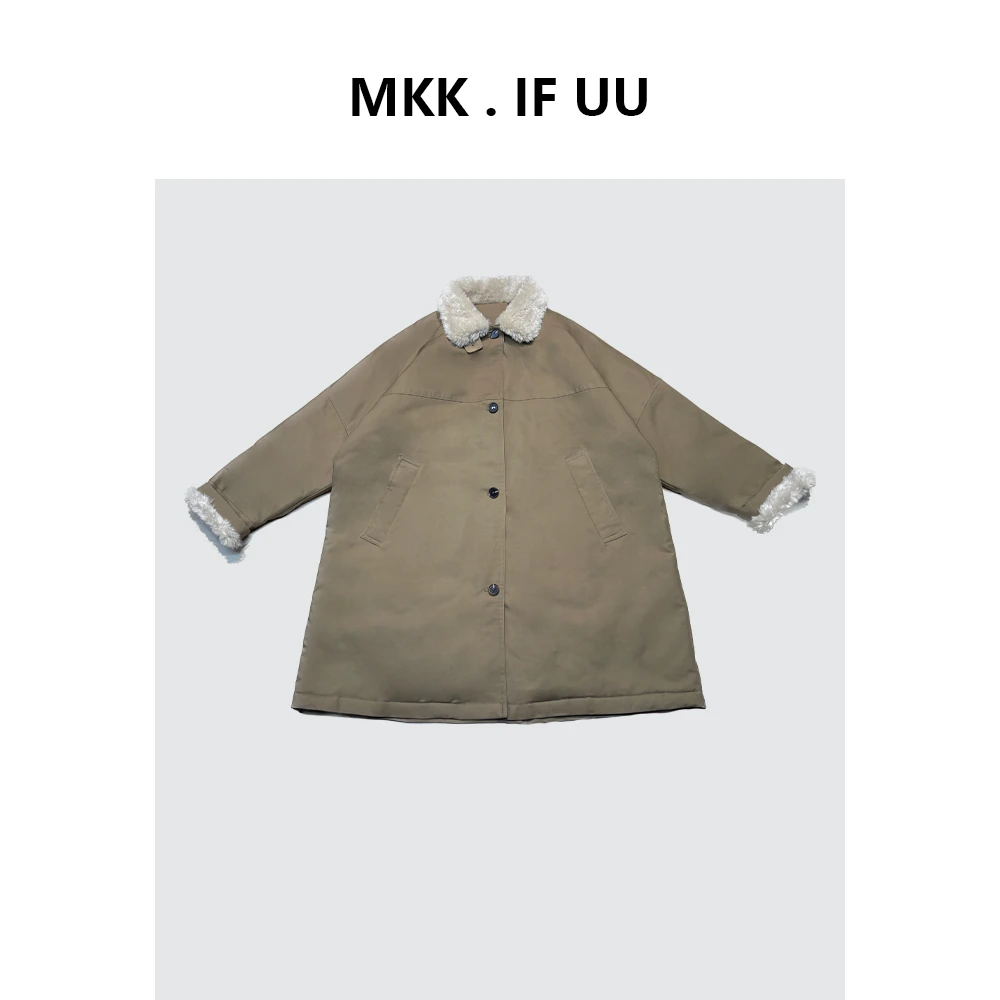 KEKE推荐 简约风小毛领90白鸭绒风衣大外套