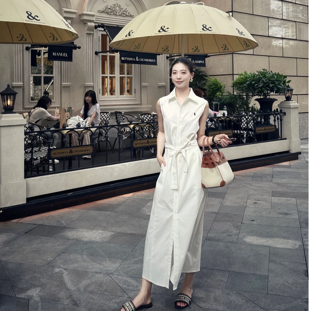 2025夏季单排扣无袖显瘦气质裙子连衣裙轻奢气质通勤时尚洋气百搭