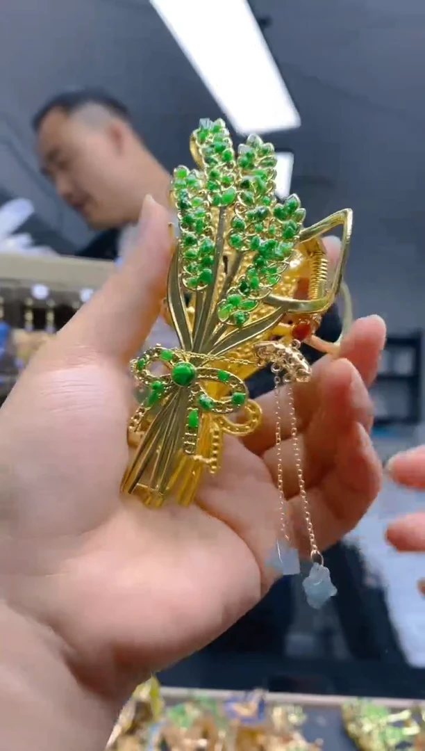 【闪购商品】翡翠耳饰合金093翡翠发簪