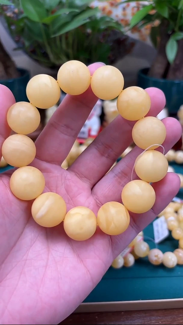 手链蜜蜡未镶嵌p78典藏级俄白花氧化单圈 45.11克 18mm