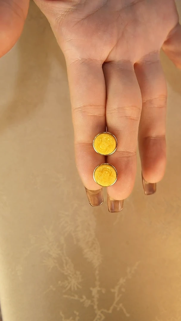 【闪购商品】琥珀耳饰银S925镶嵌耳饰