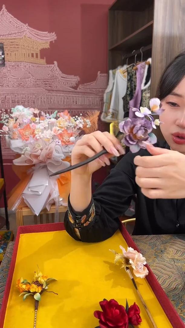 【闪购商品】刺绣非遗绒花（发饰）