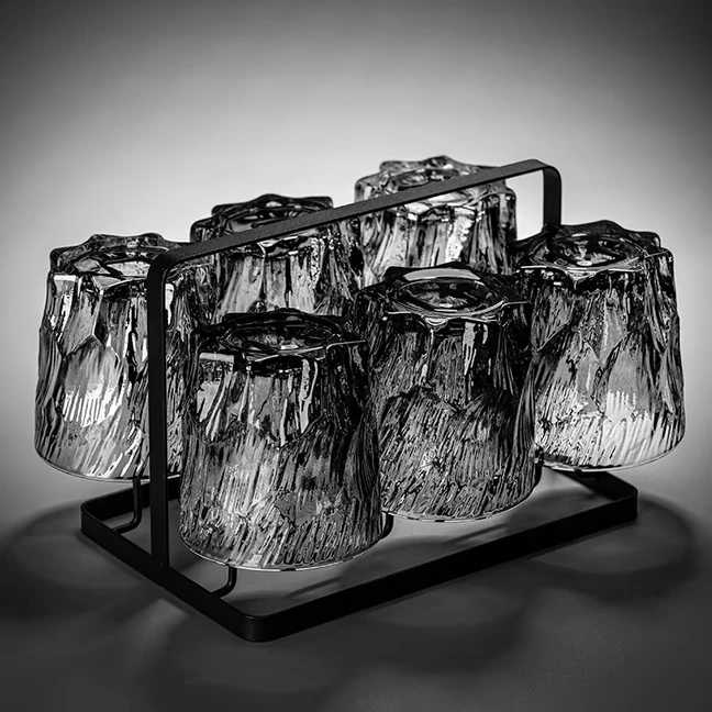 2只高档浮雕玻璃水杯套装客厅轻奢喝水杯子啤酒杯茶杯家用高级感