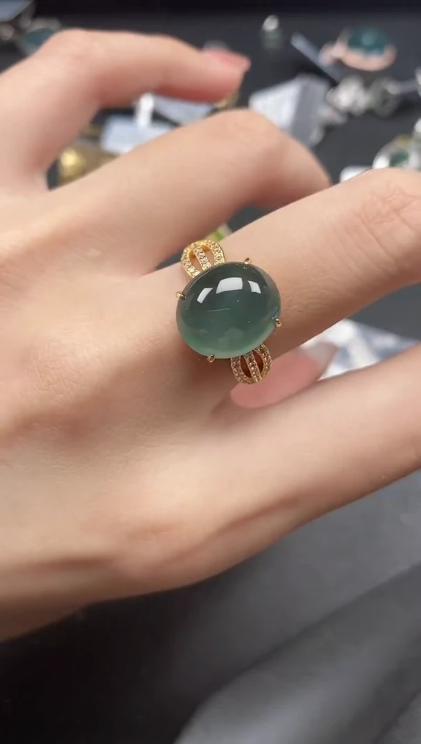 翡翠戒指银S925镶嵌5111