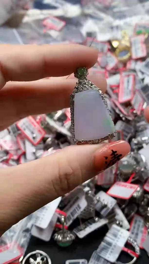 银S925镶嵌戒指翡翠天然A货缅甸翡翠