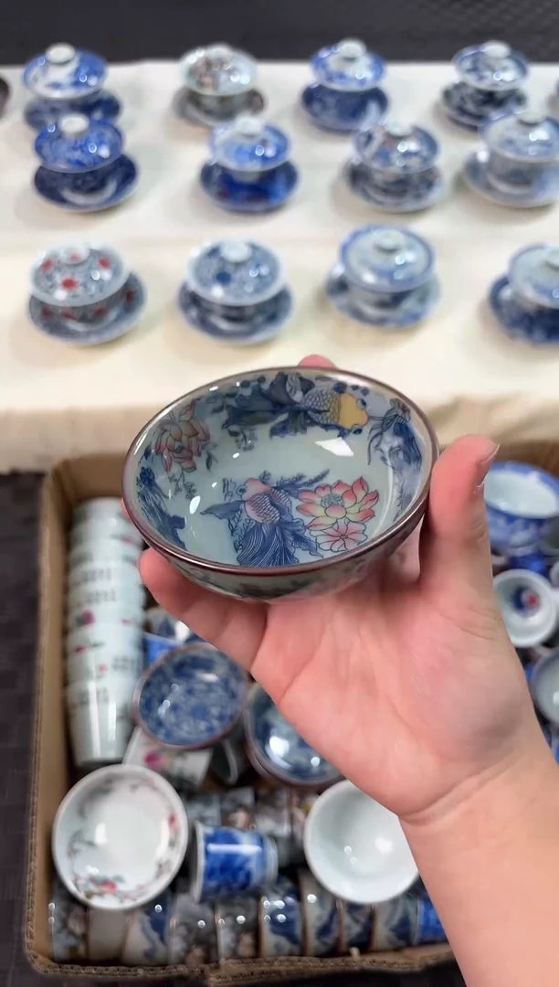 其他瓷景德镇陶瓷茶具老陶泥金玉满堂普洱杯