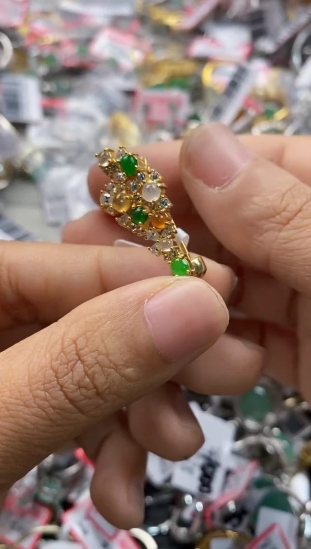 银S925镶嵌戒指翡翠666                 6