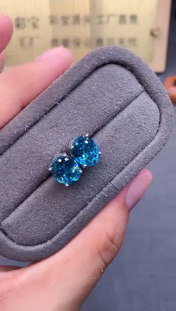 银S925镶嵌耳饰碧玺2222