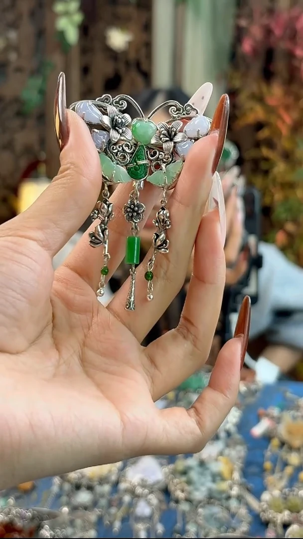 银S925镶嵌摆件翡翠胸针