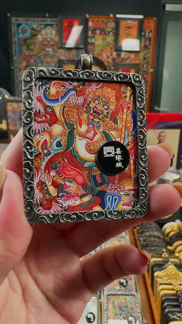 吊坠 壹善缘城手绘唐卡白六臂