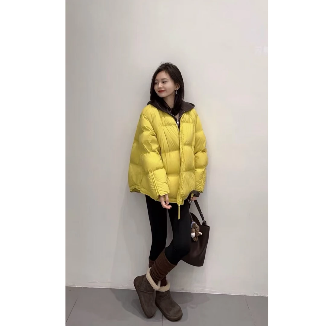 2025新款冬装超好看黄色夹棉保暖加厚棉服短款独特面包服开衫外套