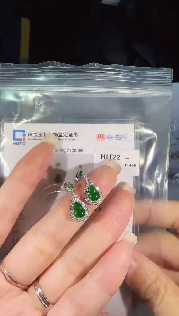 18K金镶嵌翡翠耳饰精选M-HLE22