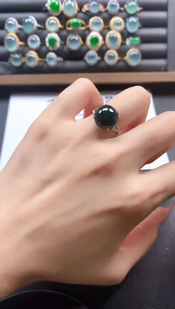 银S925镶嵌戒指翡翠51511