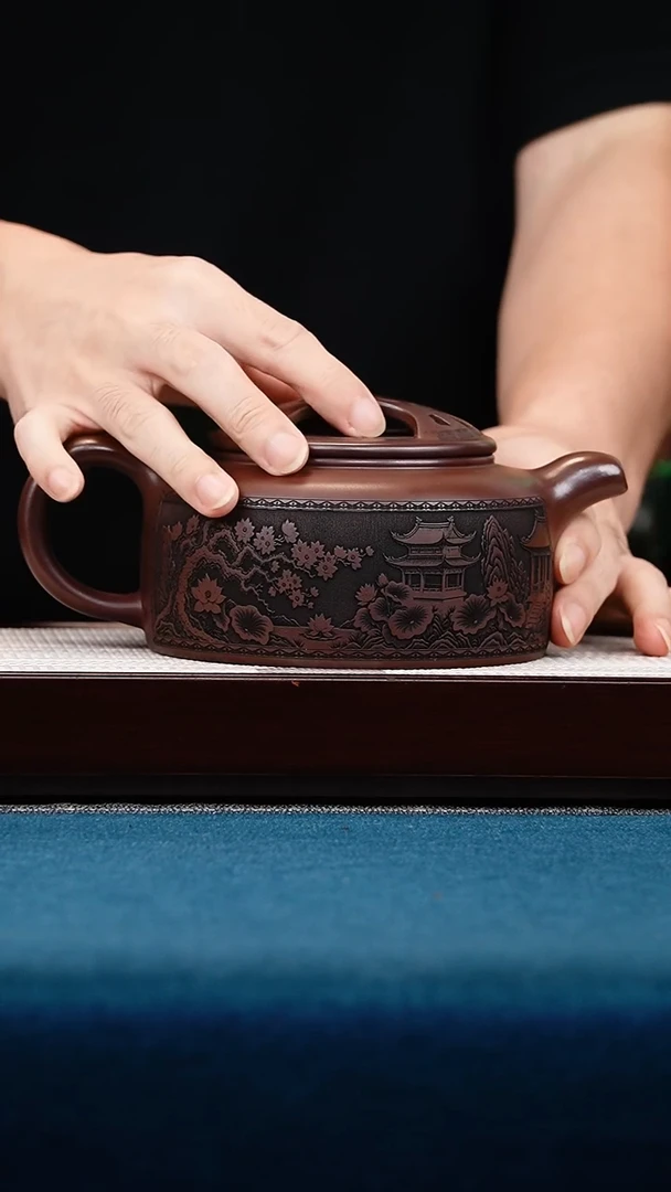 茶壶紫砂石红牛盖莲子